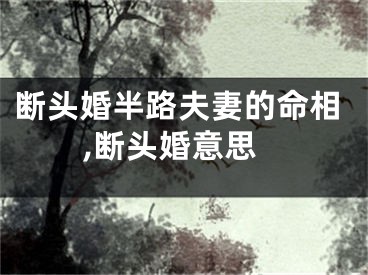 断头婚半路夫妻的命相,断头婚意思