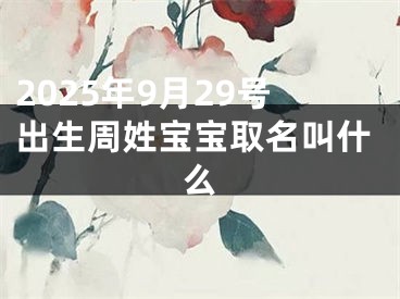 2025年9月29号出生周姓宝宝取名叫什么