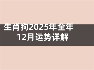 生肖狗2025年全年12月运势详解