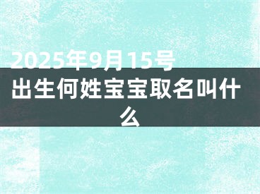 2025年9月15号出生何姓宝宝取名叫什么