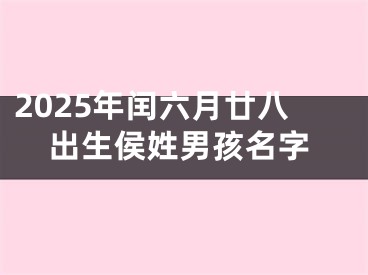 2025年闰六月廿八出生侯姓男孩名字