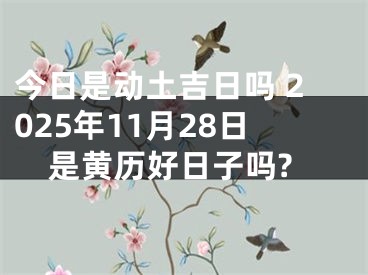今日是动土吉日吗 2025年11月28日是黄历好日子吗?
