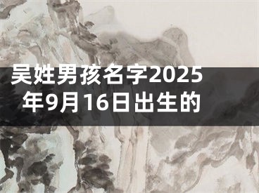 吴姓男孩名字2025年9月16日出生的
