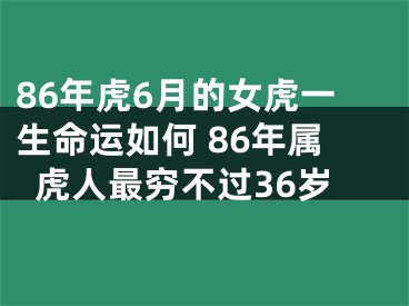 86年虎6月的女虎一生命运如何 86年属虎人最穷不过36岁