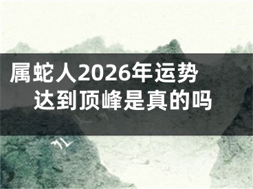 属蛇人2026年运势达到顶峰是真的吗
