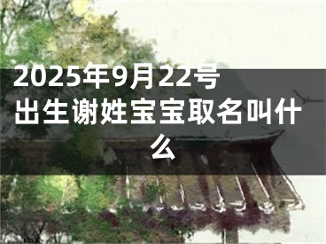 2025年9月22号出生谢姓宝宝取名叫什么