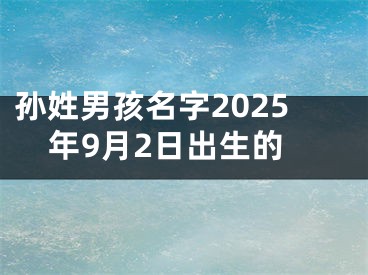 孙姓男孩名字2025年9月2日出生的
