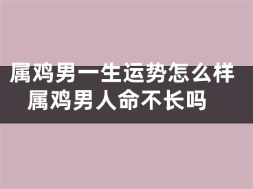 属鸡男一生运势怎么样 属鸡男人命不长吗