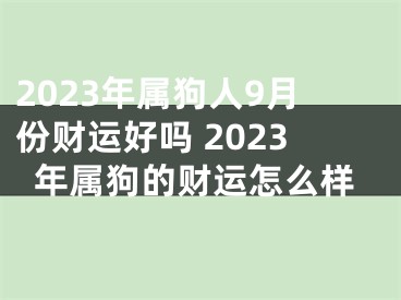 2023年属狗人9月份财运好吗 2023年属狗的财运怎么样