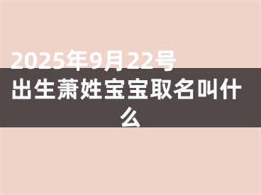 2025年9月22号出生萧姓宝宝取名叫什么