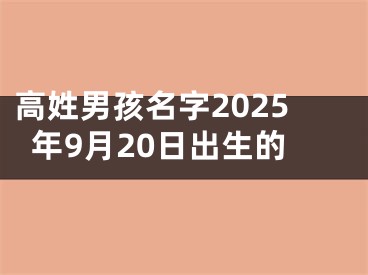 高姓男孩名字2025年9月20日出生的