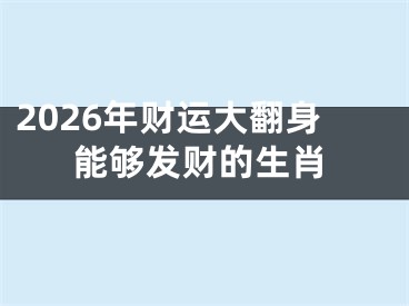 2026年财运大翻身能够发财的生肖