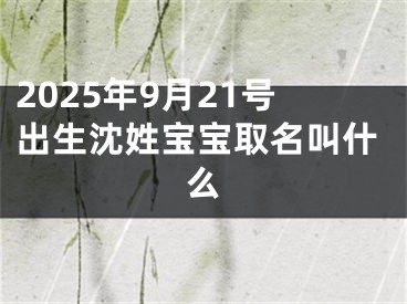 2025年9月21号出生沈姓宝宝取名叫什么