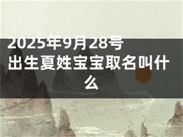 2025年9月28号出生夏姓宝宝取名叫什么