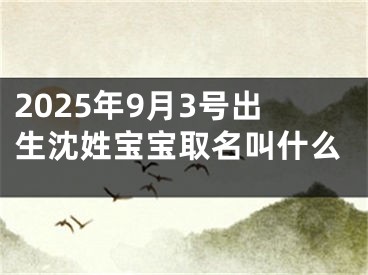 2025年9月3号出生沈姓宝宝取名叫什么