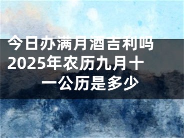 今日办满月酒吉利吗 2025年农历九月十一公历是多少