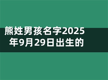 熊姓男孩名字2025年9月29日出生的