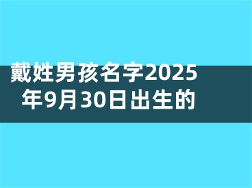 戴姓男孩名字2025年9月30日出生的