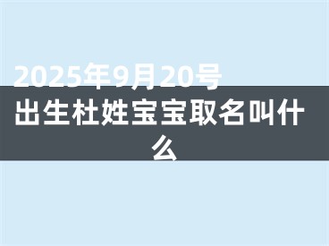 2025年9月20号出生杜姓宝宝取名叫什么 