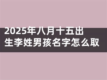 2025年八月十五出生李姓男孩名字怎么取 