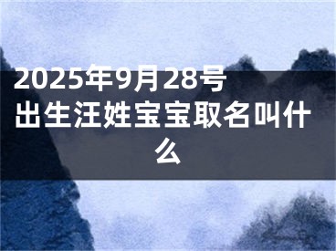 2025年9月28号出生汪姓宝宝取名叫什么
