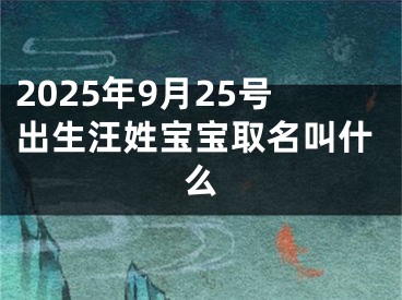 2025年9月25号出生汪姓宝宝取名叫什么