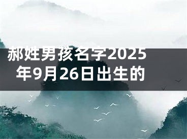 郝姓男孩名字2025年9月26日出生的
