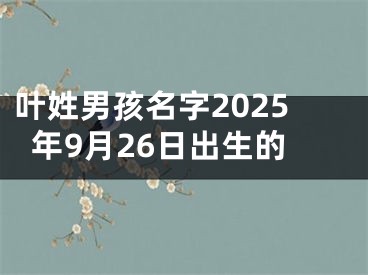 叶姓男孩名字2025年9月26日出生的
