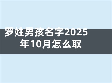 罗姓男孩名字2025年10月怎么取