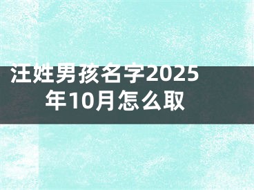 汪姓男孩名字2025年10月怎么取