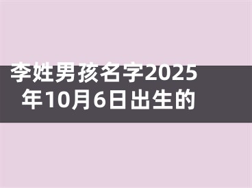 李姓男孩名字2025年10月6日出生的