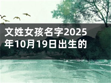 文姓女孩名字2025年10月19日出生的