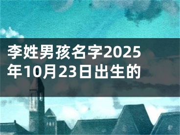 李姓男孩名字2025年10月23日出生的