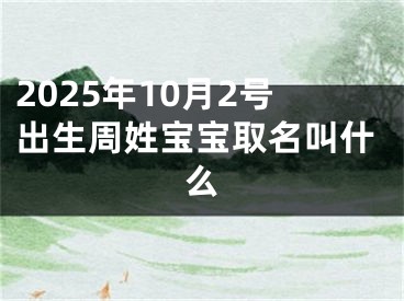 2025年10月2号出生周姓宝宝取名叫什么