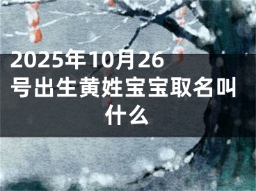 2025年10月26号出生黄姓宝宝取名叫什么