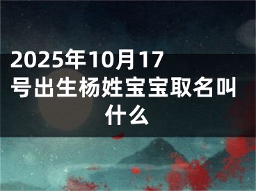 2025年10月17号出生杨姓宝宝取名叫什么
