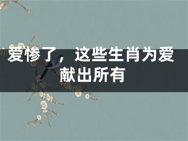 爱惨了，这些生肖为爱献出所有