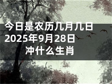 今日是农历几月几日 2025年9月28日冲什么生肖 