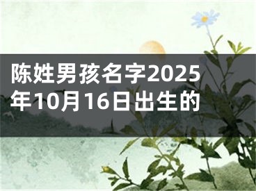 陈姓男孩名字2025年10月16日出生的