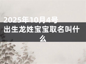 2025年10月4号出生龙姓宝宝取名叫什么