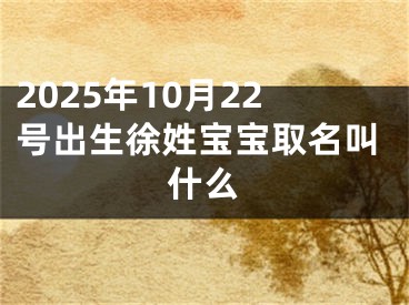 2025年10月22号出生徐姓宝宝取名叫什么