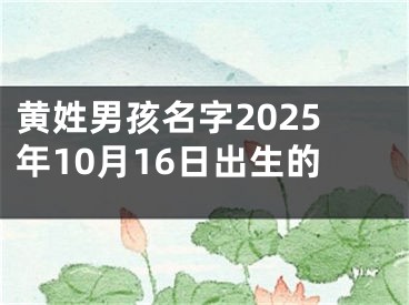 黄姓男孩名字2025年10月16日出生的