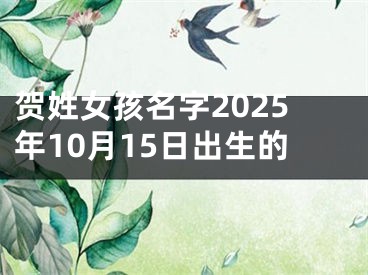 贺姓女孩名字2025年10月15日出生的