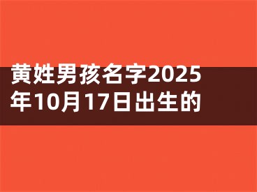 黄姓男孩名字2025年10月17日出生的
