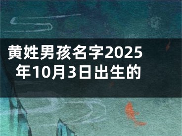 黄姓男孩名字2025年10月3日出生的