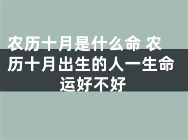 农历十月是什么命 农历十月出生的人一生命运好不好