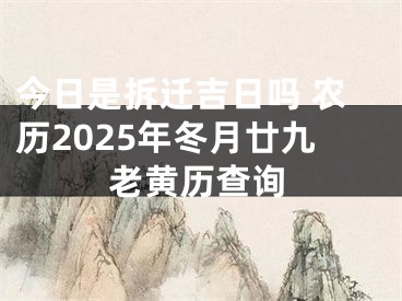 今日是拆迁吉日吗 农历2025年冬月廿九老黄历查询