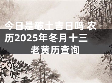 今日是破土吉日吗 农历2025年冬月十三老黄历查询