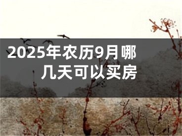 2025年农历9月哪几天可以买房