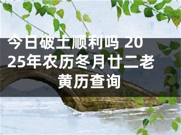 今日破土顺利吗 2025年农历冬月廿二老黄历查询